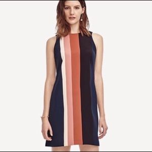 Ann Taylor Striped Colorblock Navy Dress 6